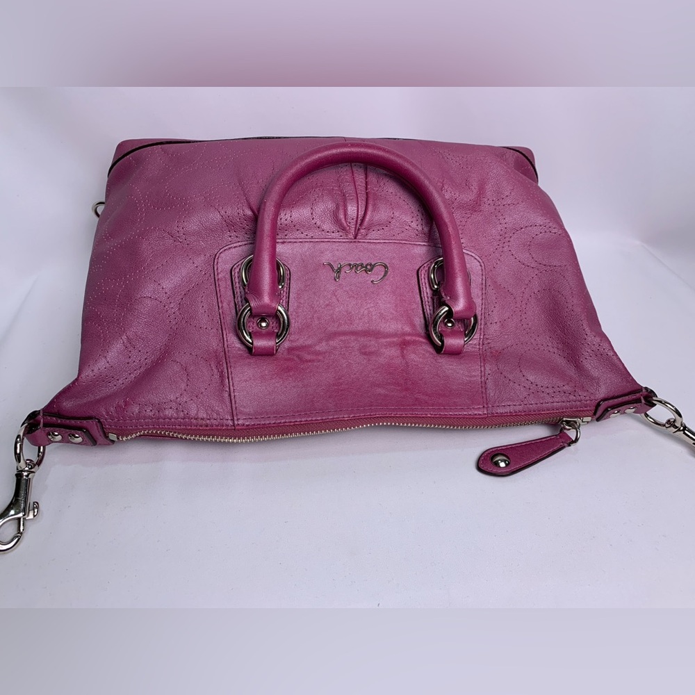 Coach Ashley Pink Leather Convertible Hobo Bag Mauve - Picture 6 of 15